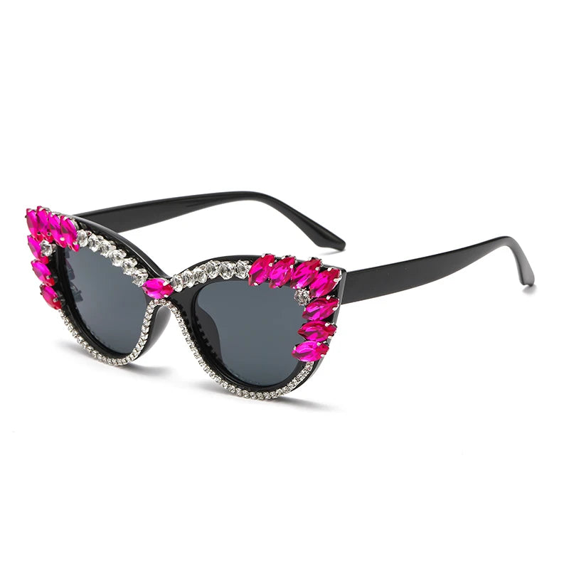 cat-eye colorful big diamond sunglasses pink