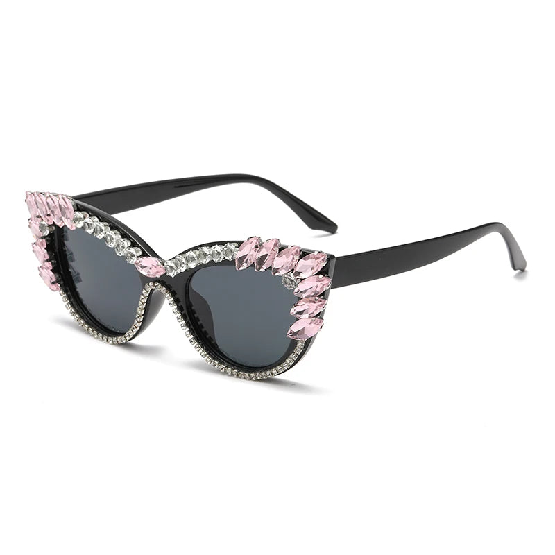 cat-eye colorful big diamond sunglasses pink