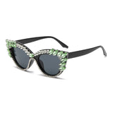 cat-eye colorful big diamond sunglasses green