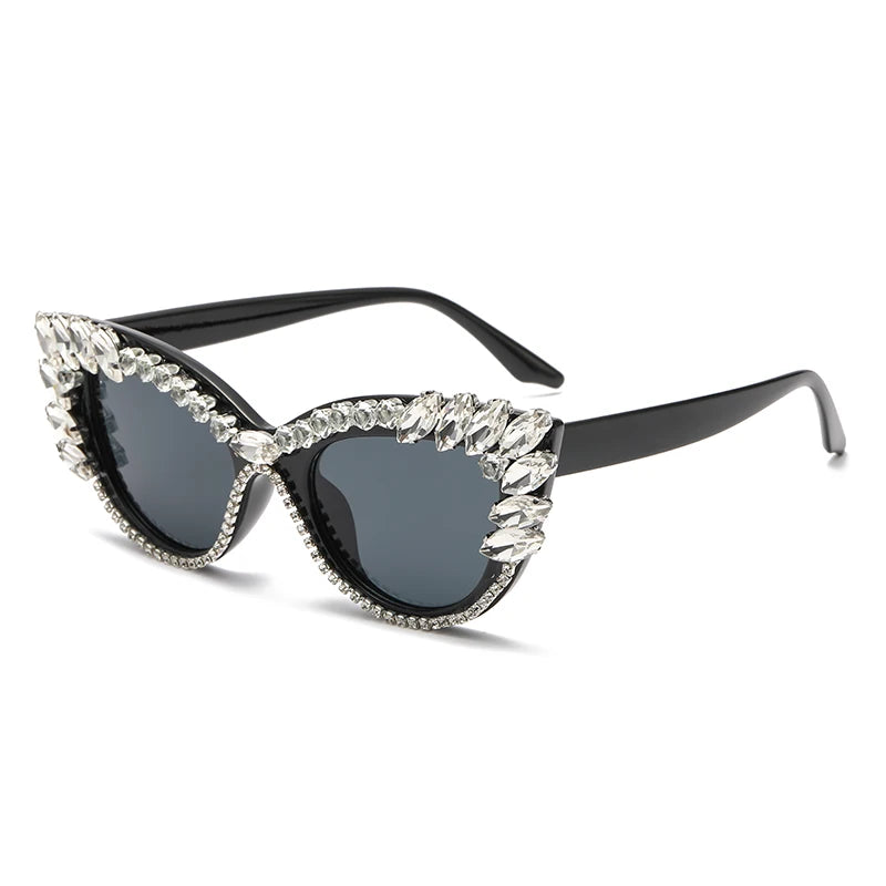 cat-eye colorful big diamond sunglasses white