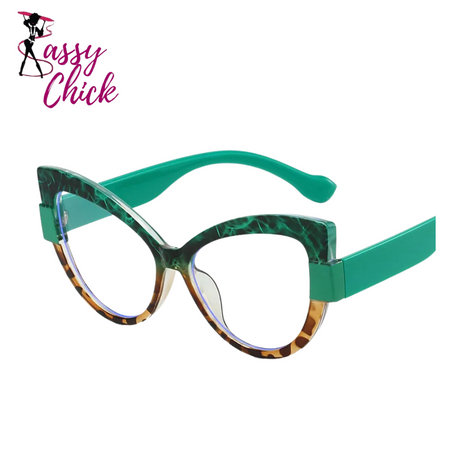 Cat Eye Hyperopia Oversized Reading Glasses Sassy Chick Logo