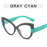 Cat Eye Hyperopia Oversized Reading Glasses gray cyan