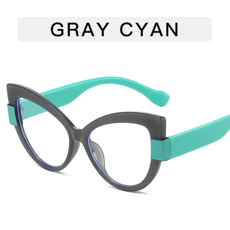 Cat Eye Hyperopia Oversized Reading Glasses gray cyan