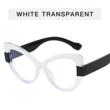 Cat Eye Hyperopia Oversized Reading Glasses white transparent 