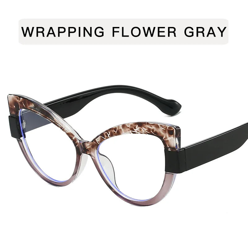 Cat Eye Hyperopia Oversized Reading Glasses black/ brown