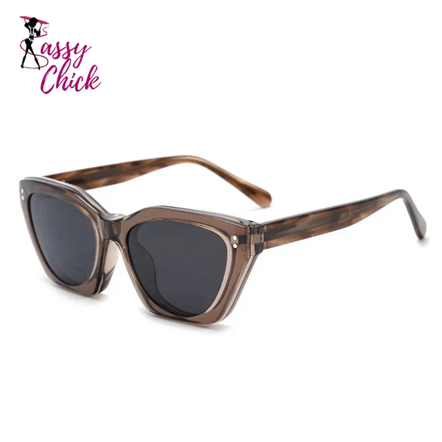 Cat Eye Magnet Clip On Polarized Sunglasses Sassy Chick Logo