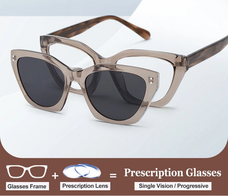 Cat Eye Magnet Clip On Polarized Sunglasses