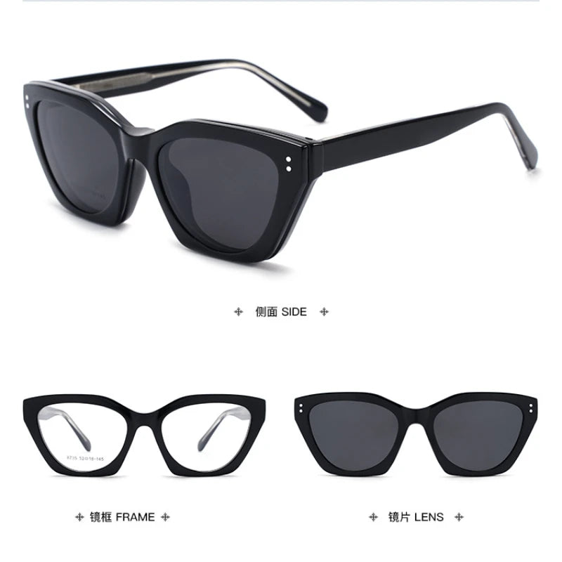 Cat Eye Magnet Clip On Polarized Sunglasses
