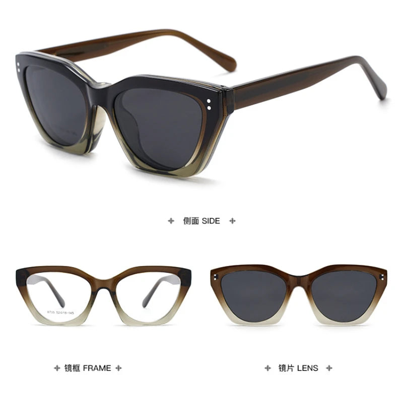 Cat Eye Magnet Clip On Polarized Sunglasses
