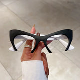 Cat Eye Optical Half Frame Computer Myopia Eyeglasses black white