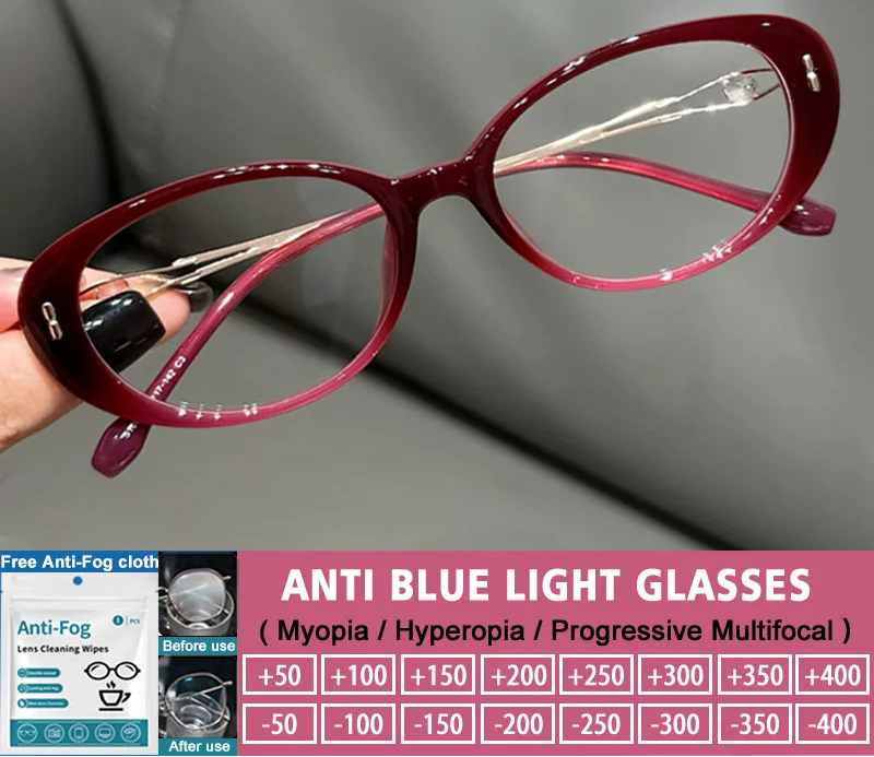 Cat Eye Optical Myopia Anti Blue Light Prescription Glasses