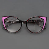 Cat Eye Optical Presbyopic Reading Glasses brown pink