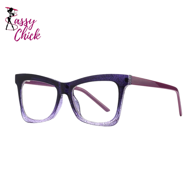 Cat Eye Plastic Titanium Anti Blue Light Eyeglasses Sassy Chick Logo
