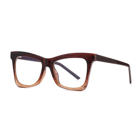 Brown Cat Eye Plastic Titanium Anti Blue Light Eyeglasses