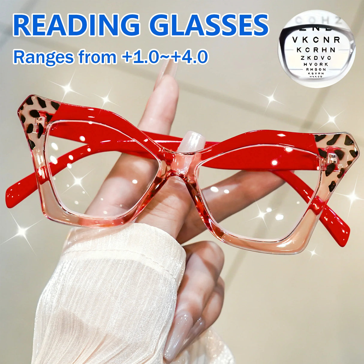 Cat Eye Retro Floral Presbyopic Reading Glasses