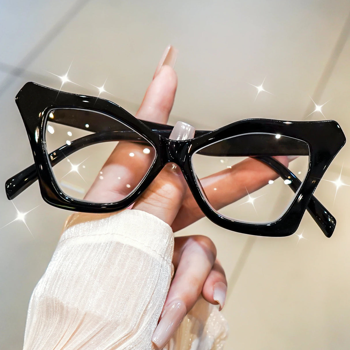 Black Cat Eye Retro Floral Presbyopic Reading Glasses