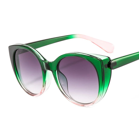 green frame, gradient grey lens cat eye sunglasses