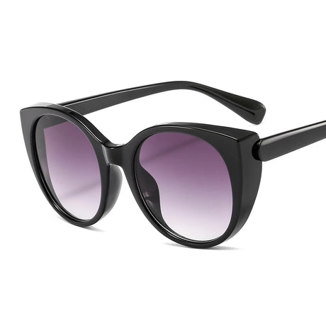 black frame, gradient grey lens cat eye sunglasses