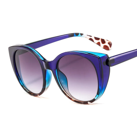 blue frame, gradient black lens cat eye sunglasses