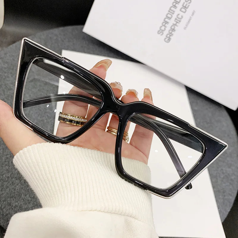 Cat Eye Trendy Large Frame Anti Blue Ray Myopia Glasses