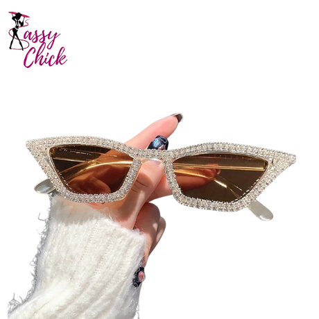 Cat eye Rhinestone Party Bar sunglasses Sassy Chick Logo