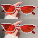 Red Cat eye Rhinestone Party Bar sunglasses