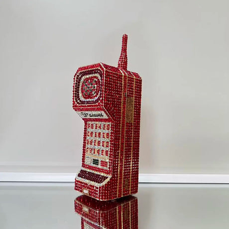Red Cellphone Shaped Women Crystal Evening Clutch Bag