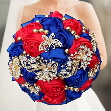 Champagne Wedding Holding Flowers Bouquet 