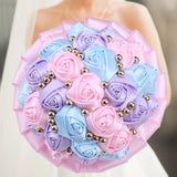 Pink Blue Purple Champagne Wedding Holding Flowers Bouquet