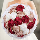 Red Champagne Wedding Holding Flowers Bouquet