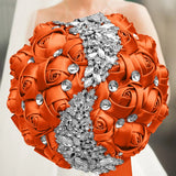 Orange Champagne Wedding Holding Flowers Bouquet