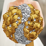 Gold Champagne Wedding Holding Flowers Bouquet