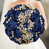 Blue Champagne Wedding Holding Flowers Bouquet