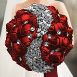 Red Champagne Wedding Holding Flowers Bouquet