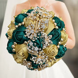 Gold Green Champagne Wedding Holding Flowers Bouquet