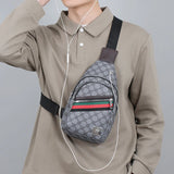 Model using Chest Multifunction Messenger Bag with Earphone Hole