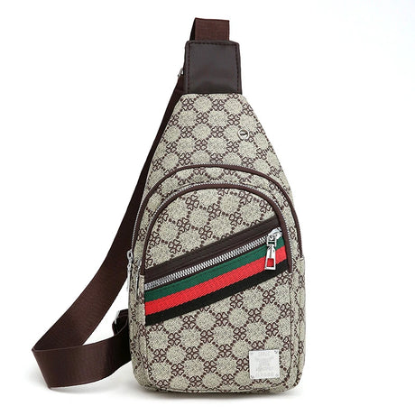 Brown Chest Multifunction Messenger Bag with Earphone Hole