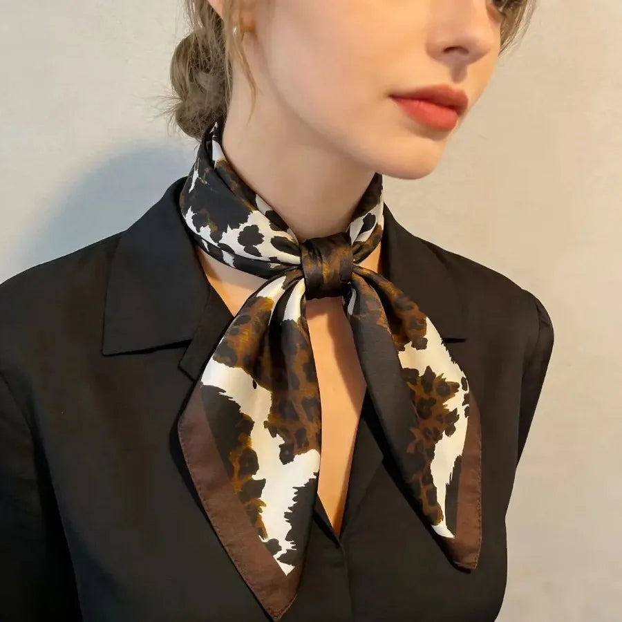 Chic Silk-Like Animal Print Bandana Scarf