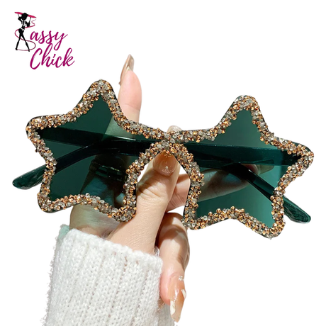 Chic Stars Rhinestone Shiny Sunglasses Sassy Chick Logo