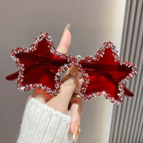 Red Chic Stars Rhinestone Shiny Sunglasses