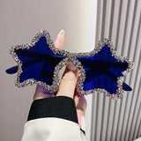 Blue Chic Stars Rhinestone Shiny Sunglasses
