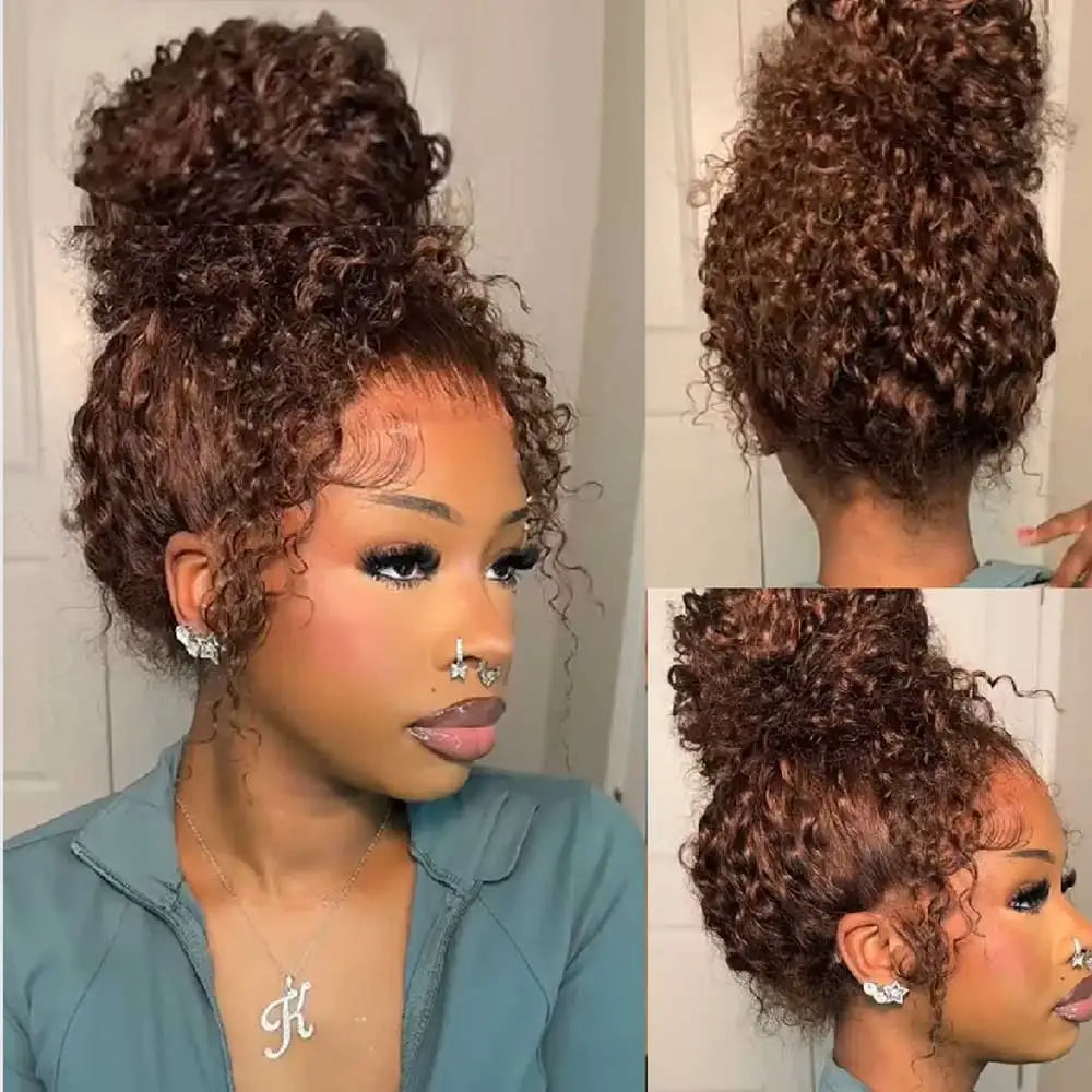 Chocolate Brown 30 Inch Deep Wave Lace Front Wig Human Hair