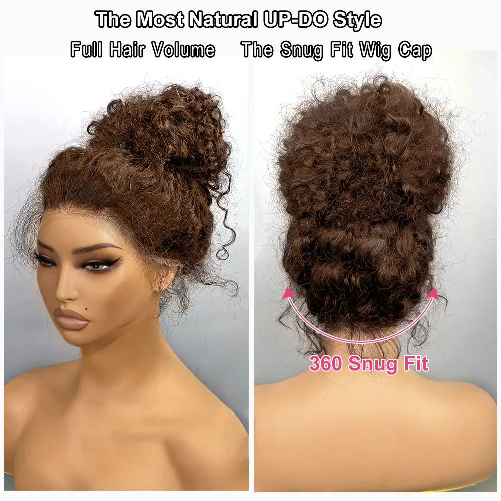 Chocolate Brown 30 Inch Deep Wave Lace Front Wig Human Hair