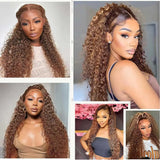 Chocolate Brown 30 Inch Deep Wave Lace Front Wig Human Hair