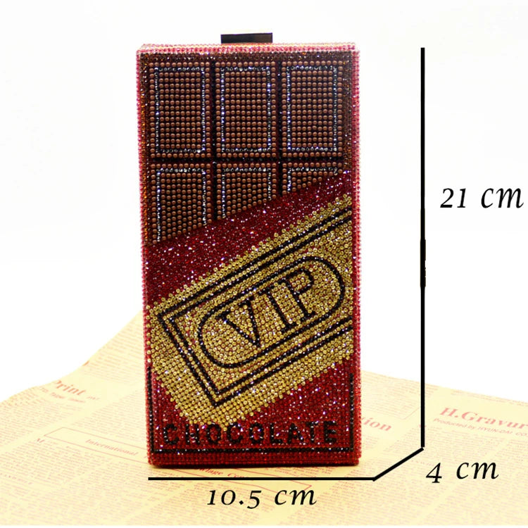 Size of Chocolate Red Diamonds Clutch Bags