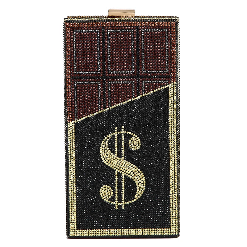 Black Brown Chocolate Red Diamonds Clutch Bags