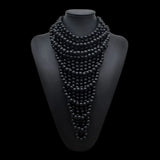 Black Choker Bohemian Wooden Bead Multilayer Necklace