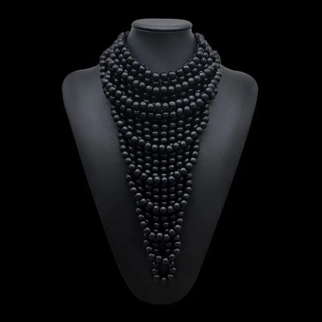 Black Choker Bohemian Wooden Bead Multilayer Necklace