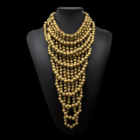 Gold Choker Bohemian Wooden Bead Multilayer Necklace