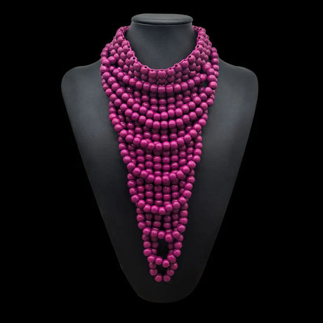 Purple Choker Bohemian Wooden Bead Multilayer Necklace